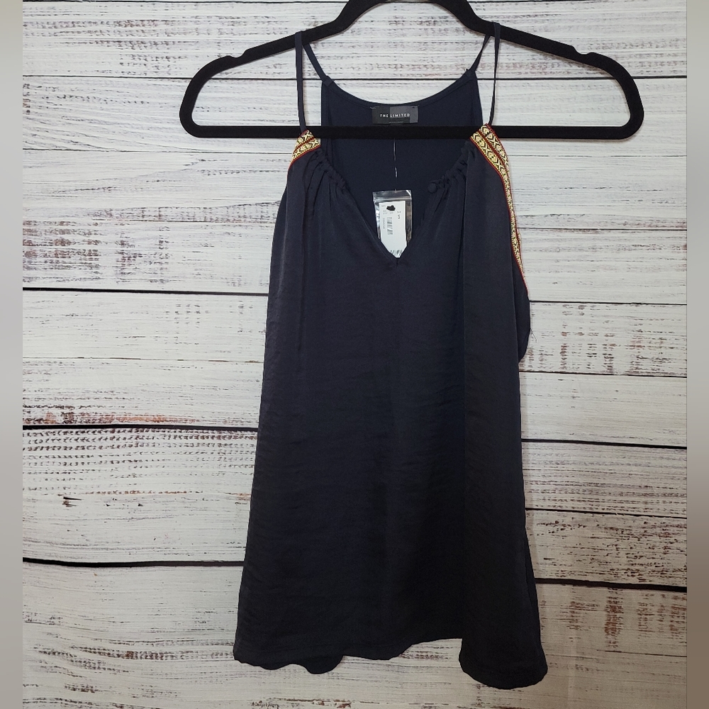 The Limited S NWTS Dark Blue Embroidered Haulter Top